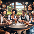 Dall e 2023 12 30 13.30.01   a lively and friendly scene representing bavaria and players of the traditional card game schafkopf. the image should depict four players  eac