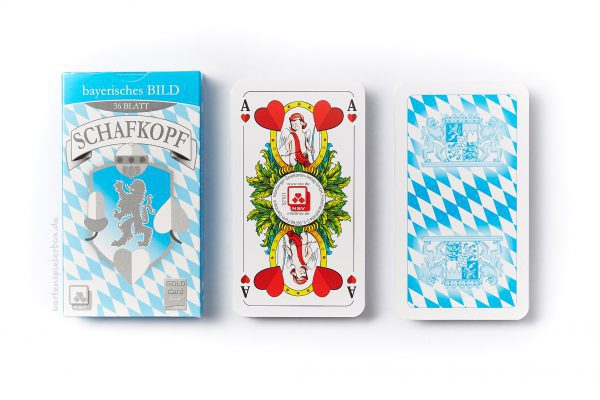 Sauspiel-Set mit 4 x Schafkopfkarten und 4 Geldschüsserl 